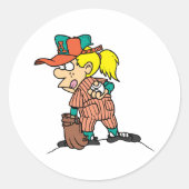 Girl-Juckreiz in Baseballklebern Runder Aufkleber (Vorderseite)