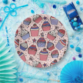 Girl July 4th Red White & Blue Patriotic Cupcakes Pappteller (Party)