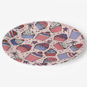 Girl July 4th Red White & Blue Patriotic Cupcakes Pappteller (Schrägansicht)