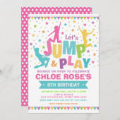 Girl Jump Birthday Party Bounce House Trampolin Einladung (Vorne/Hinten)
