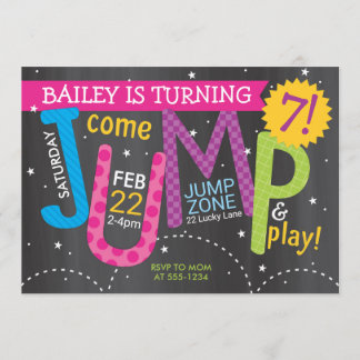 Girl Jump Birthday Party - Rechte auf Chalkboard Einladung