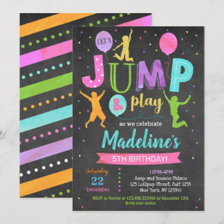 Girl Jump Trampolin Park Einladung zum Geburtstag