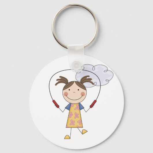 Girl Jumping Rope T - Shirt und Geschenke Schlüsselanhänger (Vorderseite)