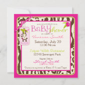 Girl-Jungle-Affe-Safari-Babydusche Einladung (Rückseite)