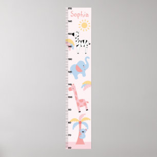 Girl Jungle Animal Growth Chart Behalte bei 8x44! Poster