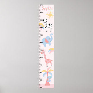 Girl Jungle Animal Growth Chart Behalte bei 8x44! Poster