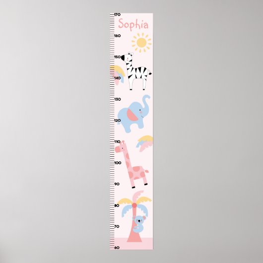 Girl Jungle Animal Growth Chart Behalte bei 8x44! Poster (Vorne)