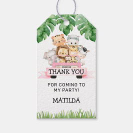 Girl Jungle Safari Geburtstag Danke Ihnen für Tags Geschenkanhänger