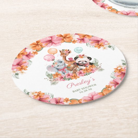 Girl Jungle Safari Runder Pappuntersetzer (Angewinkelt)