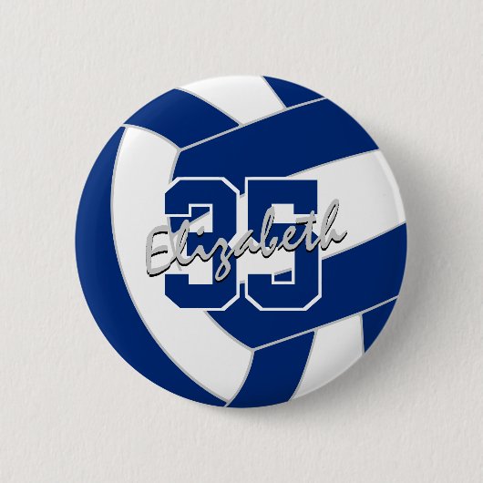 Girl Jungs blaue Volleyball Mannschaft Farben Button (Vorderseite)