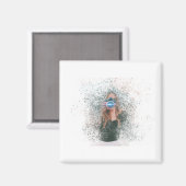 Girl-Kamera Magnet (Vorderseite/Rückseite)