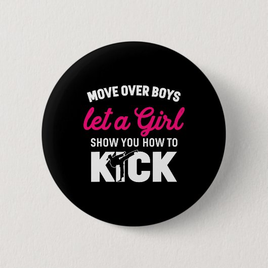 Girl Karate Funny Daughter Kick Boxer Geschenk Button (Vorderseite)