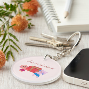 Girl Katzen mit Geschenk Baby Pink Foto Keepake Schlüsselanhänger
