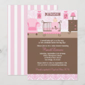 Girl Kinderzimmer Babydusche Einladung Pink Brown (Vorne/Hinten)