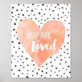 Girl Kinderzimmer Deco Watercolor Peach Herz Poster