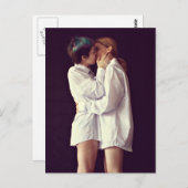 Girl Kiss Foto Postkarte (Vorne/Hinten)