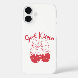 Girl Kisser-Niedlich Strawberry Coquette Lesbian P iPhone 16 Hülle