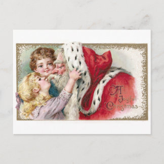 Girl Kissing Santa Claus Weihnachten