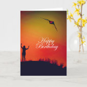 Girl & Kite Karte (Gelbe Blume)