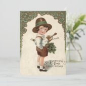 Girl Kleeblatt Violin St Patrick's Day Karte (Stehend Vorderseite)