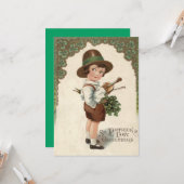 Girl Kleeblatt Violin St Patrick's Day Karte (Vorderseite/Rückseite Beispiel)