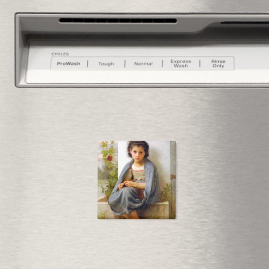 Girl Knitting, Bouguereau Magnet (In Situ (Geschirrspüler))