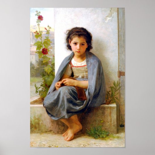 Girl Knitting, Bouguereau Poster (Vorne)