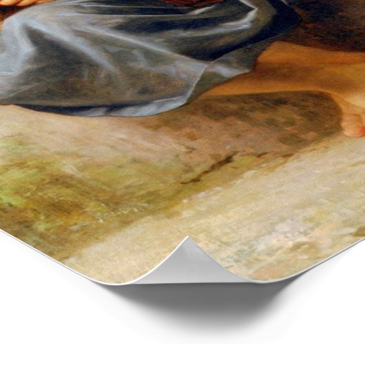 Girl Knitting, Bouguereau Poster (Ecke)