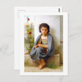 Girl Knitting, Bouguereau Postkarte (Vorne/Hinten)