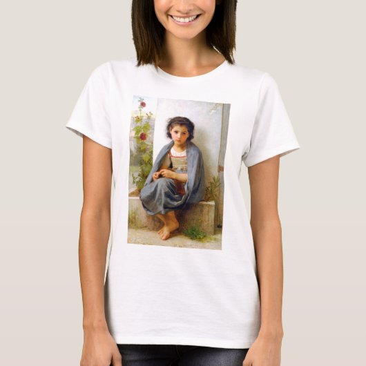 Girl Knitting, Bouguereau T-Shirt (Vorderseite)