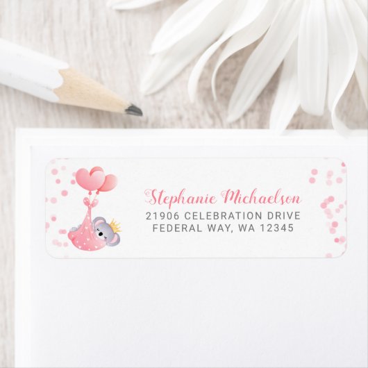 Girl Koala Bear Baby Dusche Rücksendeadresse (Insitu)