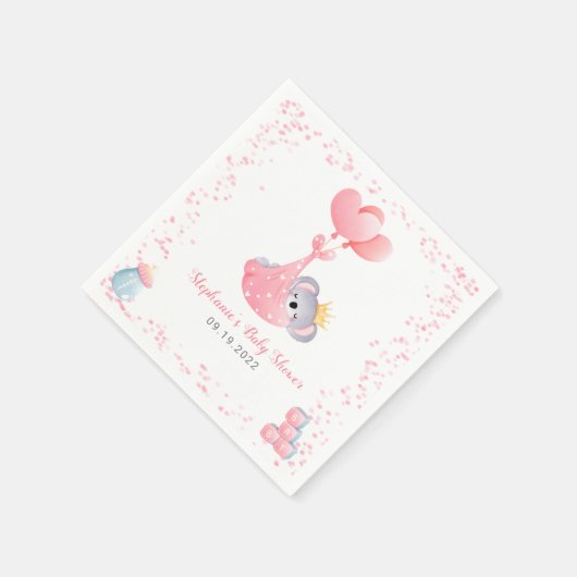 Girl Koala Bear Pink Babydusche Serviette (Ecke)