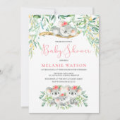 Girl Koala Bush Babies Baby Shower Einladungen (Vorderseite)