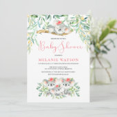 Girl Koala Bush Babies Baby Shower Einladungen (Stehend Vorderseite)