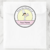 Girl Koch Print Runder Aufkleber (Tasche)