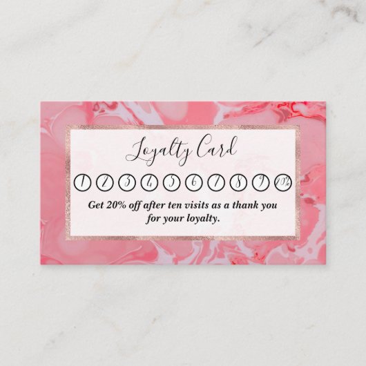 Girl Künstlerisch Modernes rosa Marmorsteinmuster Treuekarte (Vorderseite)
