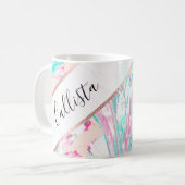 Girl Künstlerisch Pink Aquamarine Akryllische Abst Kaffeetasse (Vorderseite Links)