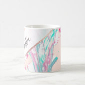 Girl Künstlerisch Pink Aquamarine Akryllische Abst Kaffeetasse (Mittel)