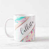 Girl Künstlerisch Pink Aquamarine Akryllische Abst Kaffeetasse (Links)
