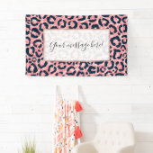 Girl Künstlerisch Pink Blue Leopard Animal Print Banner (Insitu)