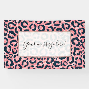 Girl Künstlerisch Pink Blue Leopard Animal Print Banner