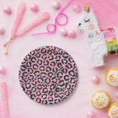 Girl Künstlerisch Pink Blue Leopard Animal Print Pappteller (Party)