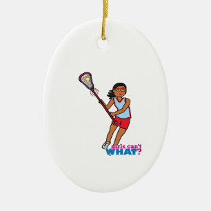 Girl Lacrosse Player - Dunkel Keramikornament