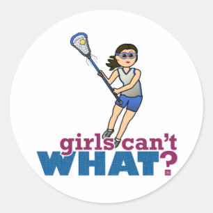 Girl Lacrosse Player in Blue Runder Aufkleber