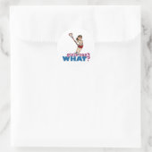 Girl Lacrosse Player in Rot Runder Aufkleber (Tasche)