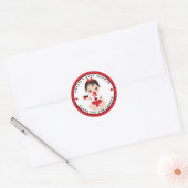 Girl Ladybug Baby Shower Classic Round Sticker (Umschlag)