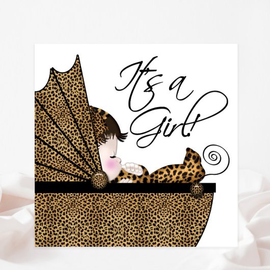 Girl Leopard Baby Shower Einladung