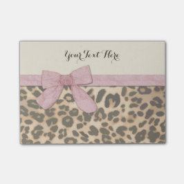 Girl Leopard Print Baby Pink Bow Post-it Klebezettel