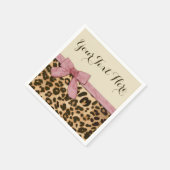 Girl Leopard Print Baby Pink Bow Serviette (Ecke)