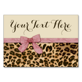 Girl Leopard Print Baby Pink Bow Tischnummer